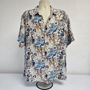 Margaritaville Shirt Size 2XL Mens Floral Button Down Hawaiian Silk Linen Beach